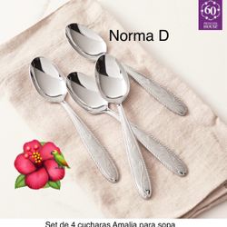 Set De 4 Cucharas Amalia Para Sopa Nuevas En Su Caja 🌺 Princess House 🌺
