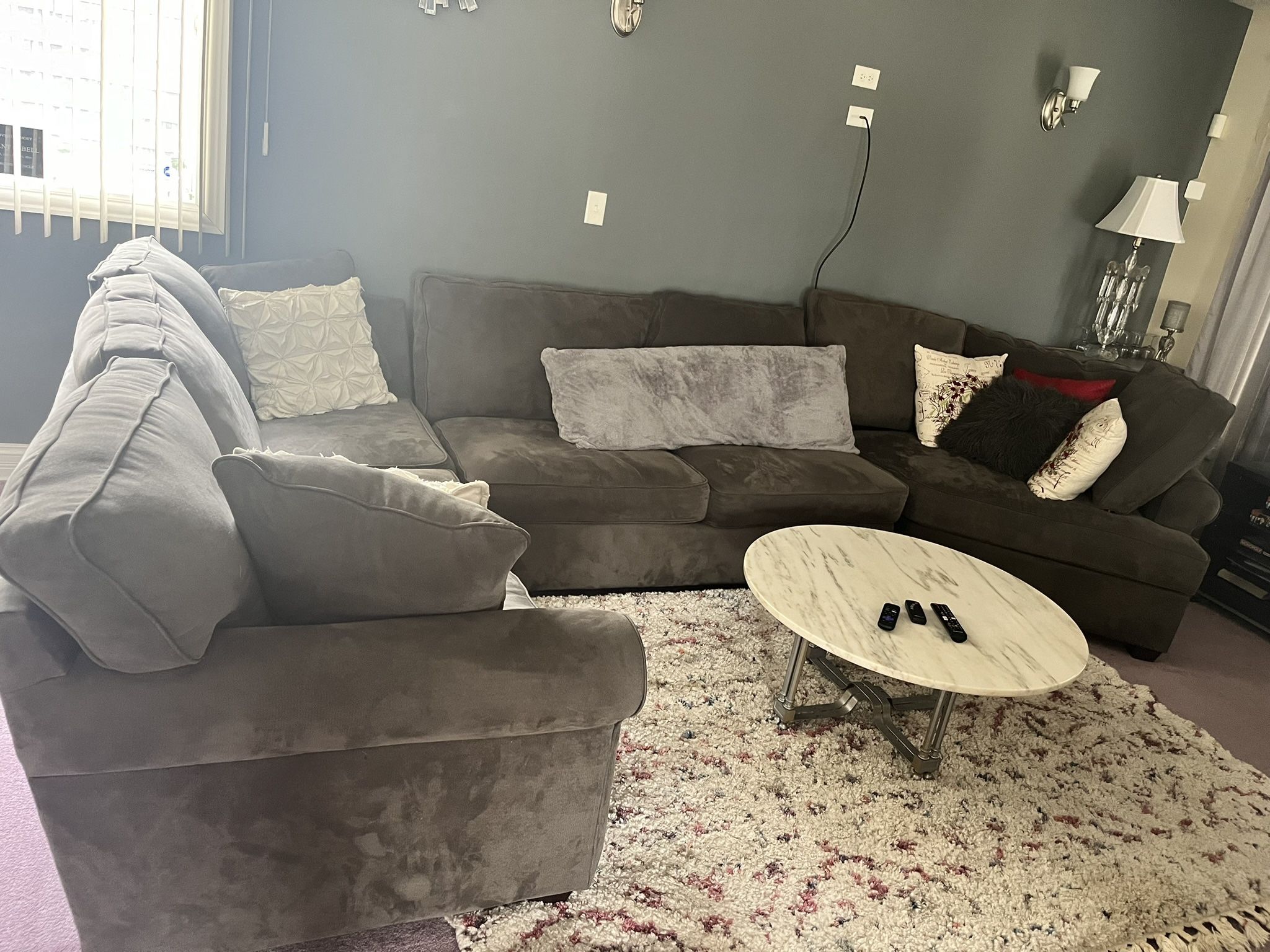 Sectional & Marble Coffee table