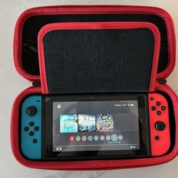 Nintendo Switch with Neon Blue and Neon Red & Accessories