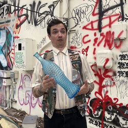 Vintage Glass Diamond Ribbed Bottle/Vase