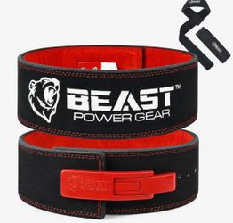 Beast Power Gear Weight Lifting Belt Lever Powerlifting Gym Black Red Size 3XL
