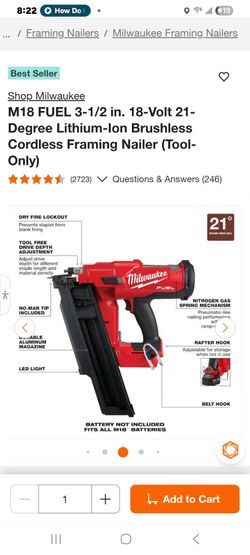 Milwaukee framing nail gun