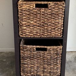 Wicker Drawer Bedside Table (Dark Brown)