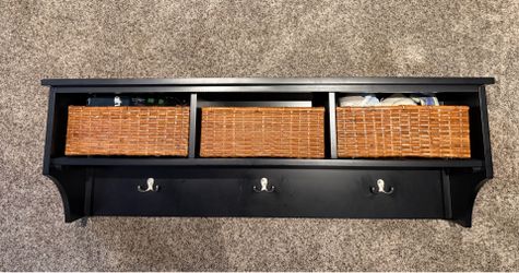 Pottery Barn “Samantha” Entryway  Shelf in Espresso (black) Solid Wood