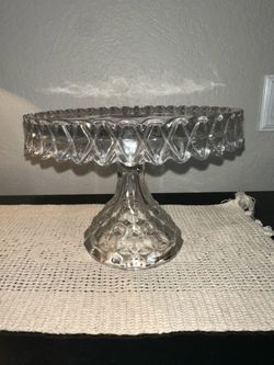 Authentic Vintage Fostoria American Crystal Cake Stand - 10"