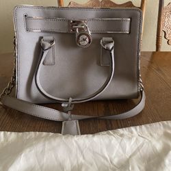 Michael Kors Purse Saffiano Satchel - Gray