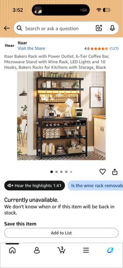 Itaar 6-Tier Bakers Rack with Power Outlet