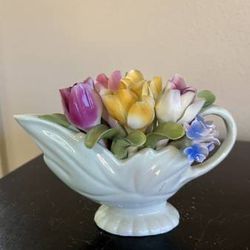 Vintage Staffordshire England Charles Crest Bone China Tulip Flowers