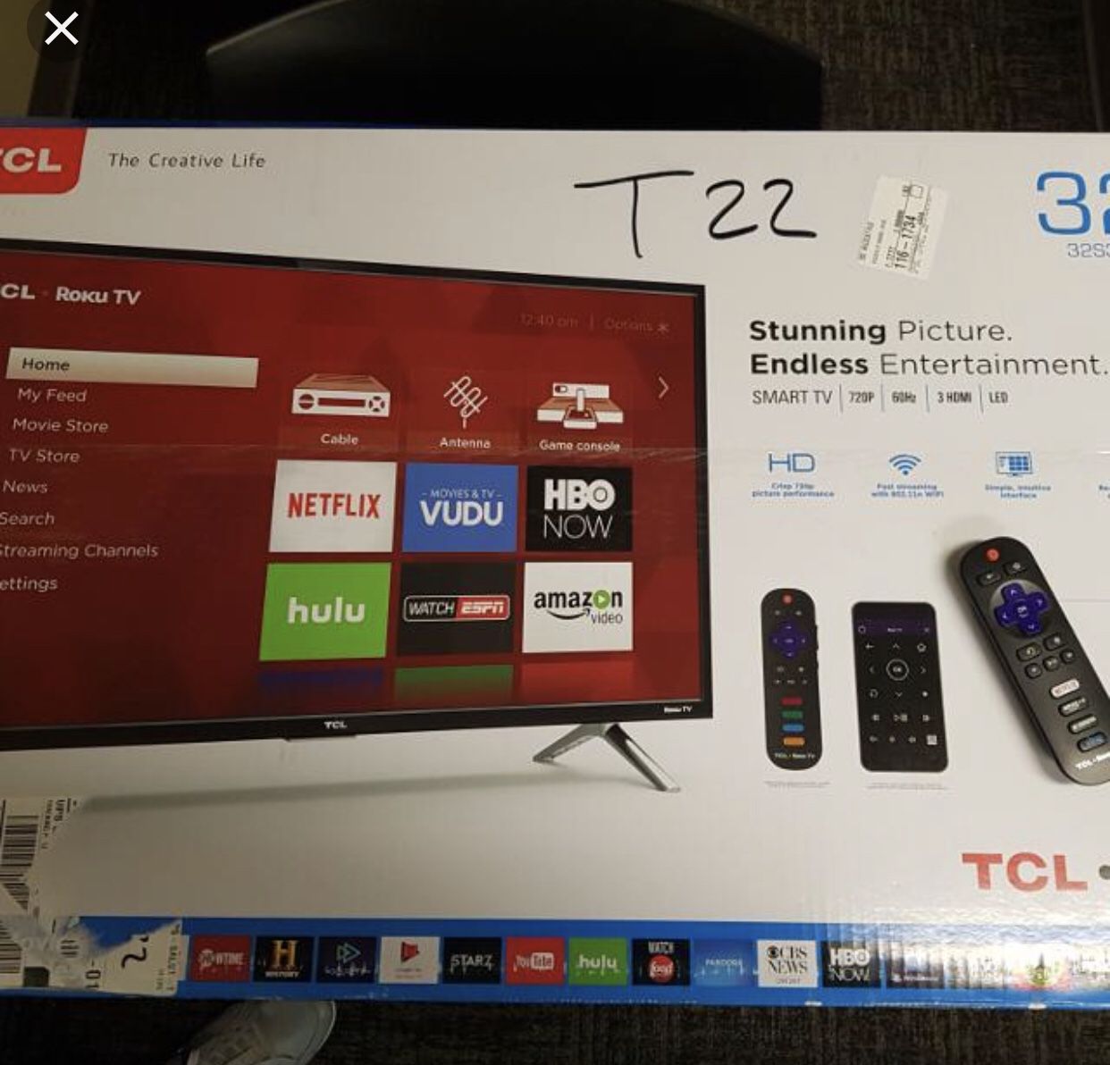 32” tcl with Roku tv (BRAND NEW)