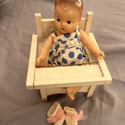 Vintage Baby Dolls & high chair 