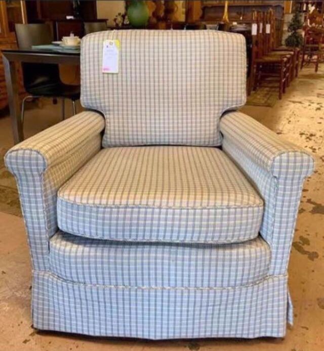 Blue-ish Grey Upholstered Arm Chair