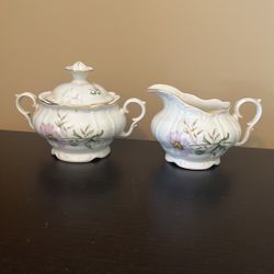 Sugar Bowl And Creamer .. Fine Bohemian China