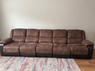 Ashley Furniture Brown Microfiber Reclining Sofa