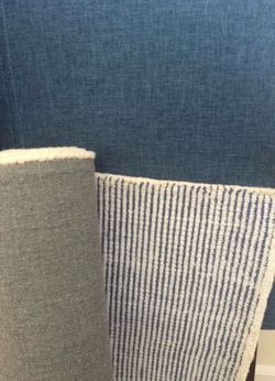 NEW! Pottery Barn SOFT CHENILLE WOOL Stripe Rug Blue