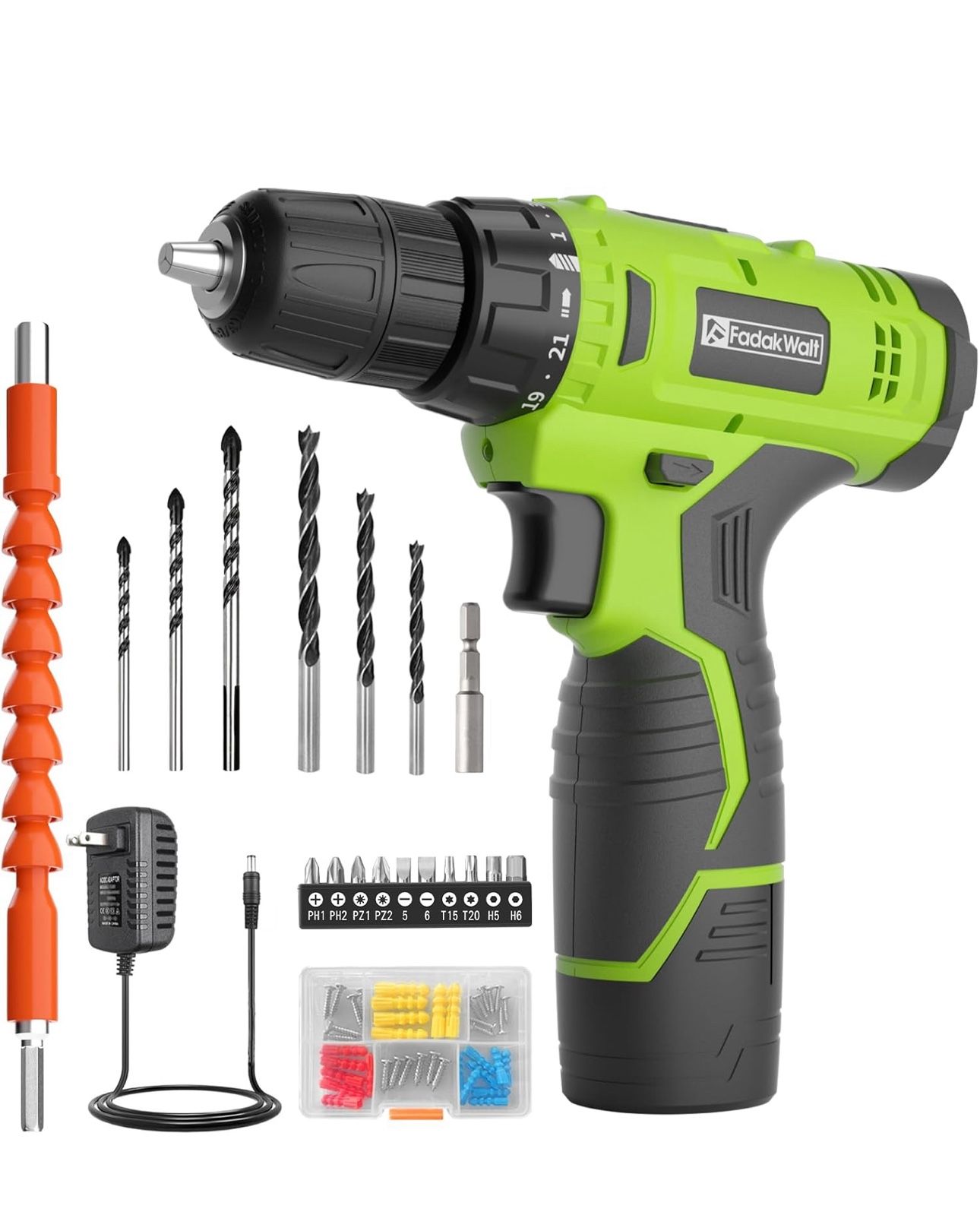 🔥Brand new🔥 Cordless Drill Set,12V Power Drill Set with Battery and Charger, Electric Driver/Drill Bits, 3/8'' Keyless Chuck,21+1 Torque Setting, 18