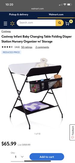 Infant Baby Changing Table Folding Diaper Station Nursery Organizer w/ Storage