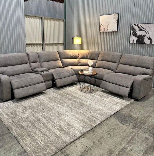 GREY RECLINING SECTIONAL BRAND NEW POWER PERFORMANCE FABRIC SAME DAY DELIVERY 