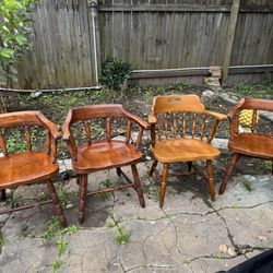 4 Sturdy Wood Arms Chairs