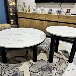 TWO MARBLE TOP TABLES