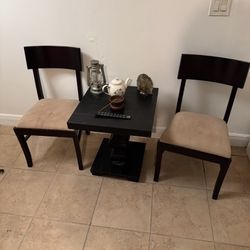 coffee and end table with chairs