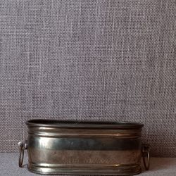 Vintage Brass Planter with Handles, 8" Brass Oblong Flower Pot, Brass Plant Holder Made in India