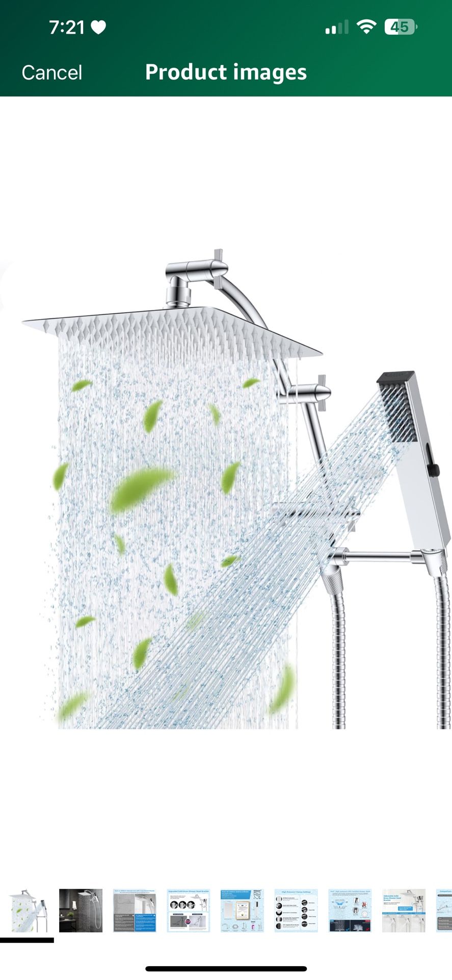 Hibbent All Metal CUPC Certified 10'' Rain Shower Head, Dual Shower Head Combo, High Pressure Handheld 4 Sprays Shower Wand, 16'' Adjustable Extension