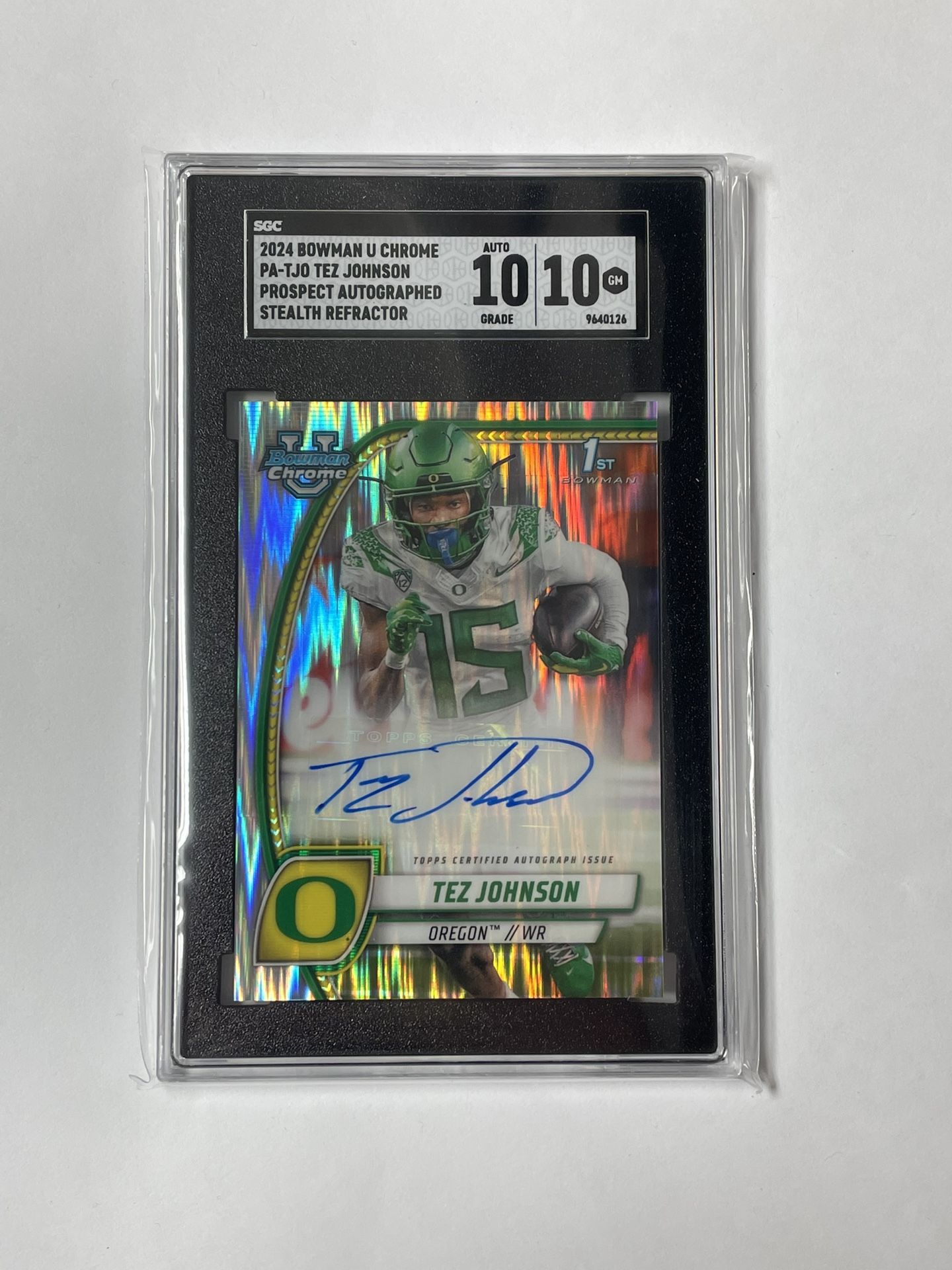 2024 Bowman U Chrome Tez Johnson Prospect Stealth Refractor Auto SGC 10/10