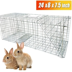 24" Live Animal Cage Trap, Heavy Duty Folding Raccoon Trap, Humane Cat Trap