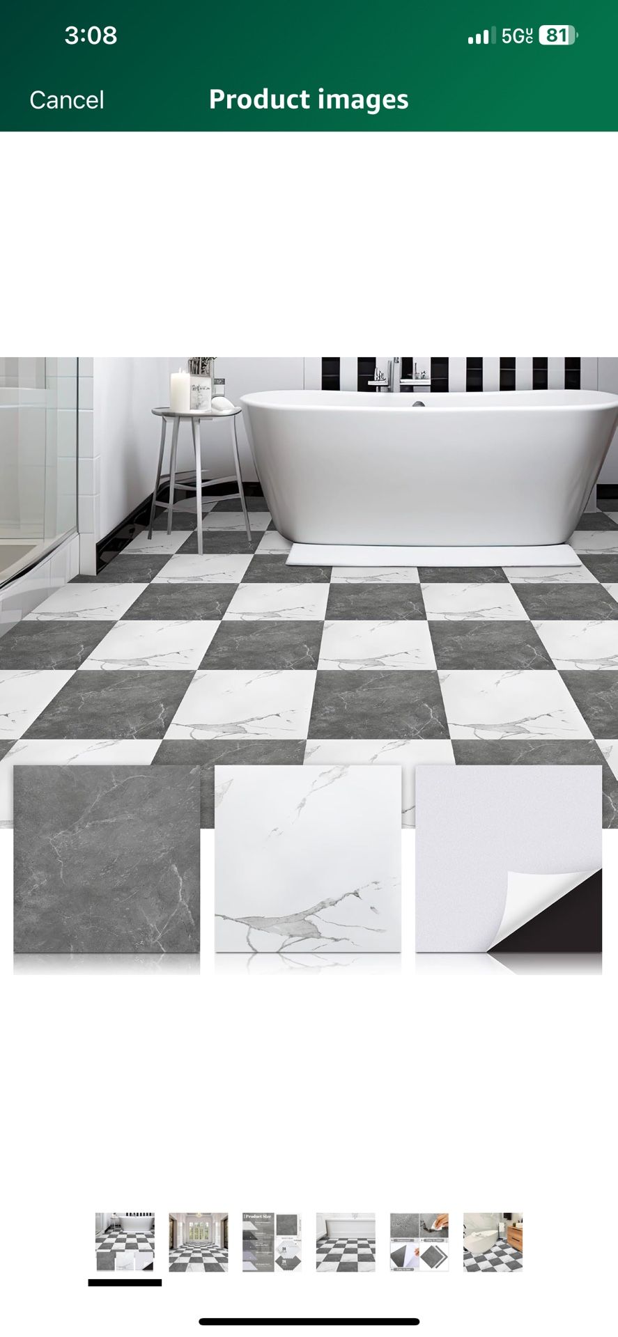 Spiareal 48 Pieces Peel and Stick Floor Tiles Vinyl Flooring 12 x 12 Inch Stick on Floor Tile Self Adhesive Waterproof DIY for Bathroom Kitchen Bedroo