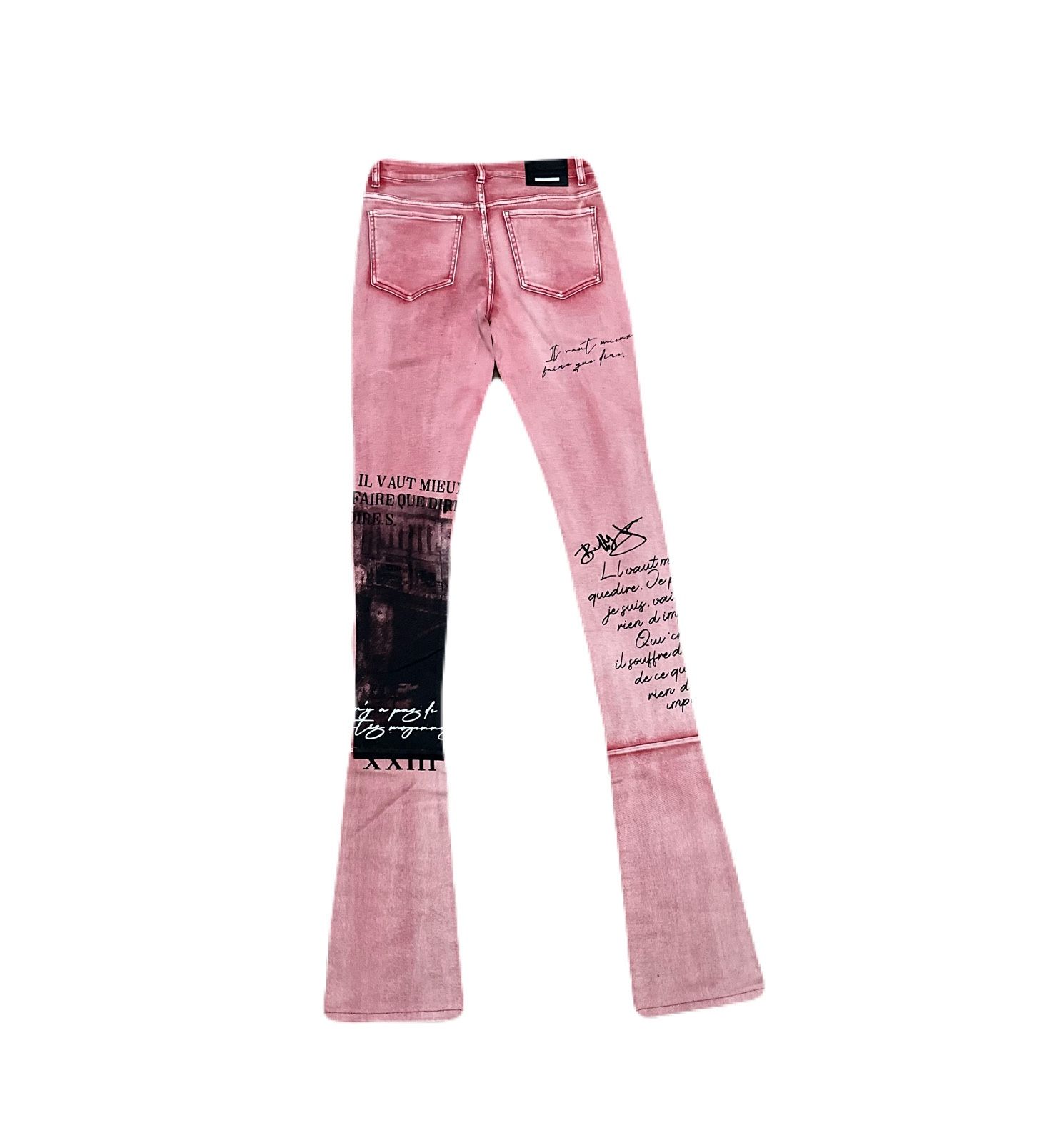 Si Tu Veux Red Superstack Men’s Jean’s Size 32 with Black design on the legs 