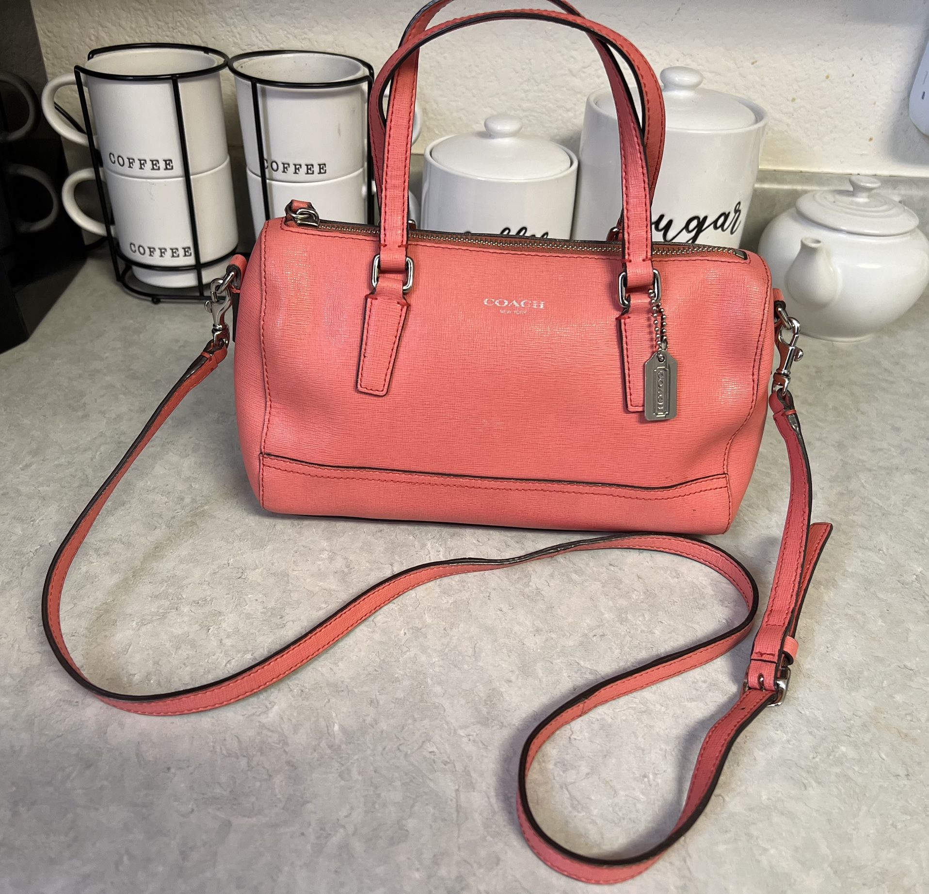 Coach Small Purse Bag Shoulder Pink Leather