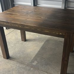 Rustic Brown Solid Wood Dining Table