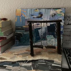 Beach Art Collage Made From Old Yearbook 