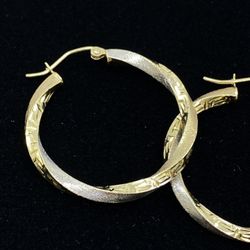$325 Two Tone Gold Versace Twisted Hoop Earrings 