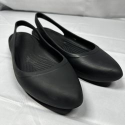 CROCS Women's Black Slingback Flats Size 8