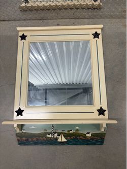 Warren Kimble Lighthouse Wall Mirror with Shelf