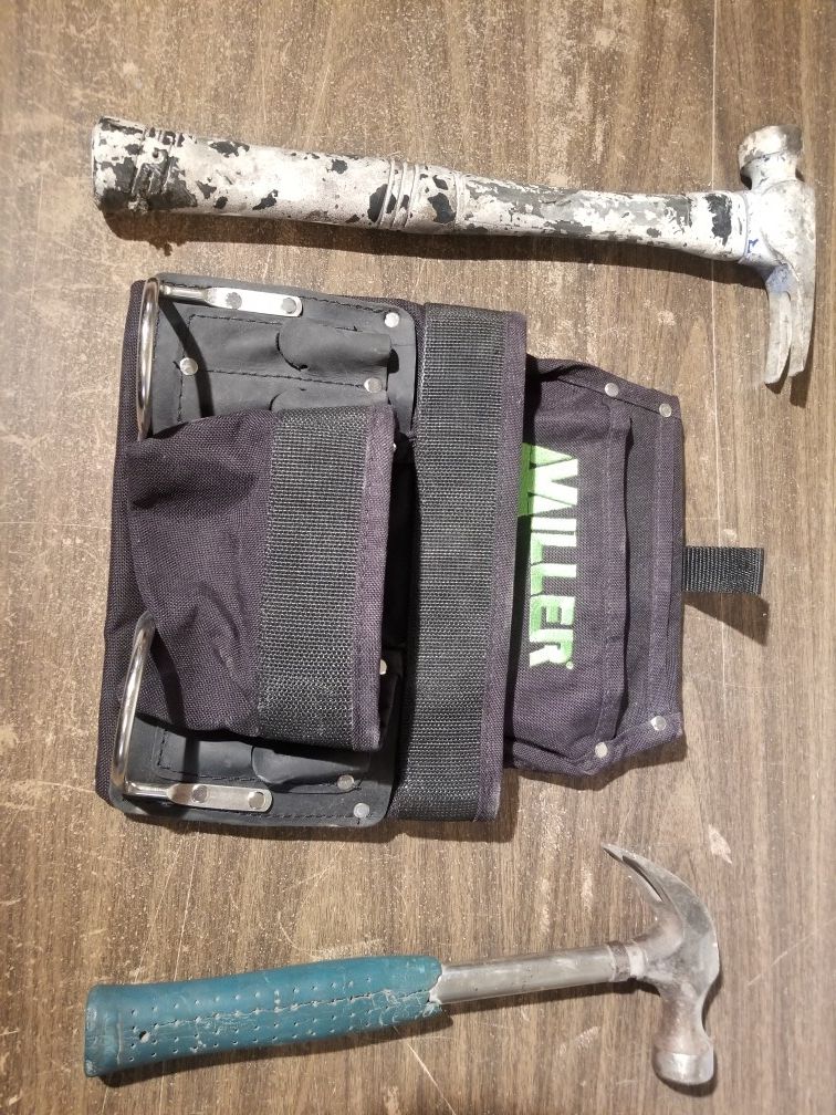 New tool belt and 2 old hammers