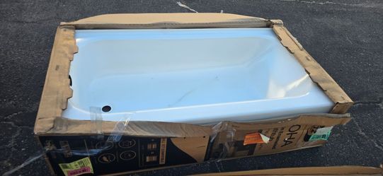 Aloha 60 in. x 30 in. Alcove Soaking Bathtub with Left Drain in White