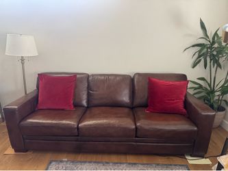 Brown leather sofa