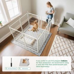 B923 $60  Rollick Unleashed Dog Playpen for Indoor, Yard, RV Camping, 40 inch 8 Panels for Medium and Large Dogs, White│Patented  A win-win solution: 