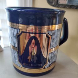 Vintage NASA Kennedy Space Center Space Shuttle Cobalt Blue Ceramic Mug With 22K Gold Detailing 