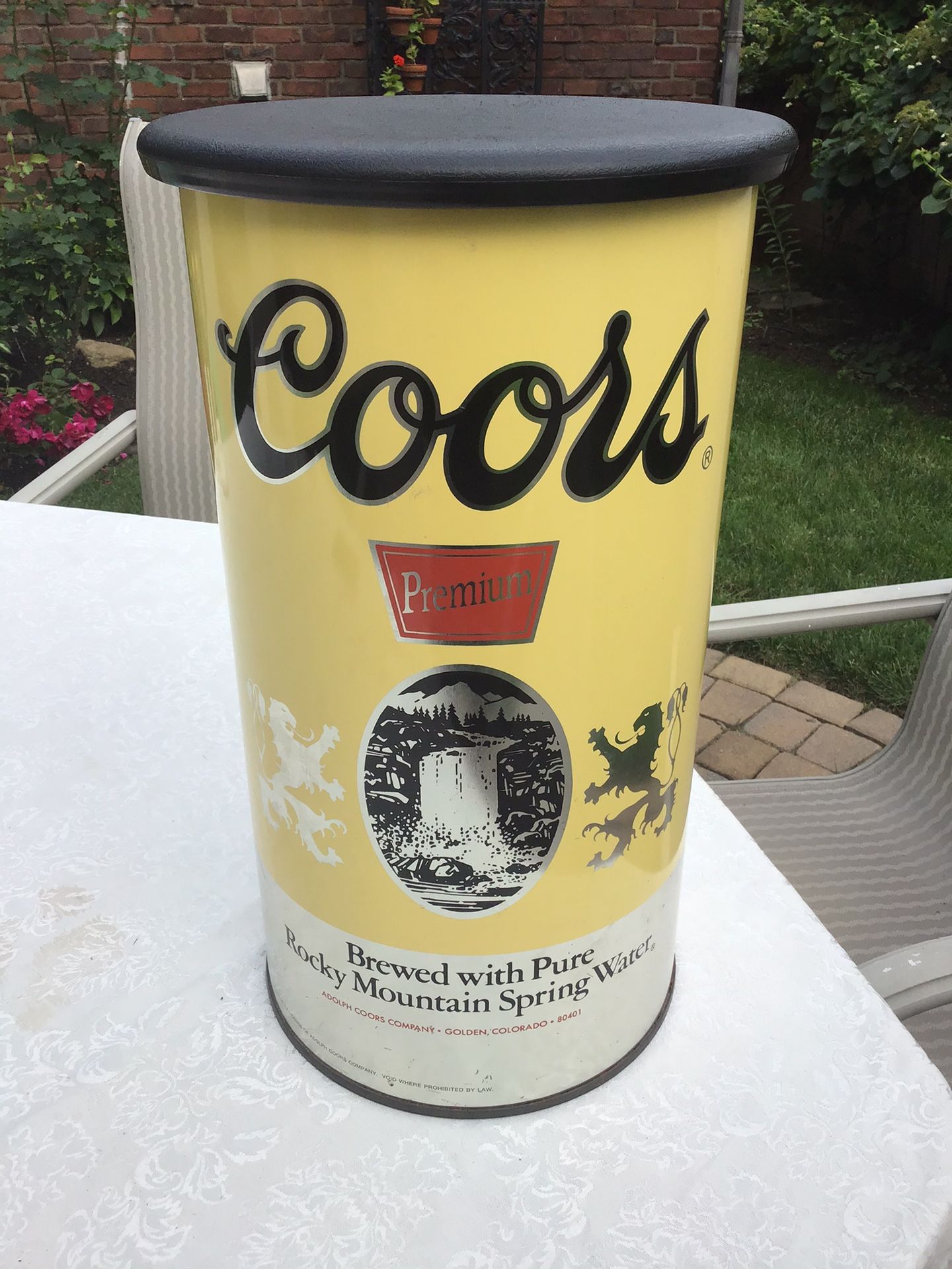 Vintage Coors Beer Novelty Garbage Can. 19 1/2 Inches High