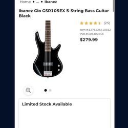 Ibanez Gio GSR105EX 5-String Bass Guitar Black