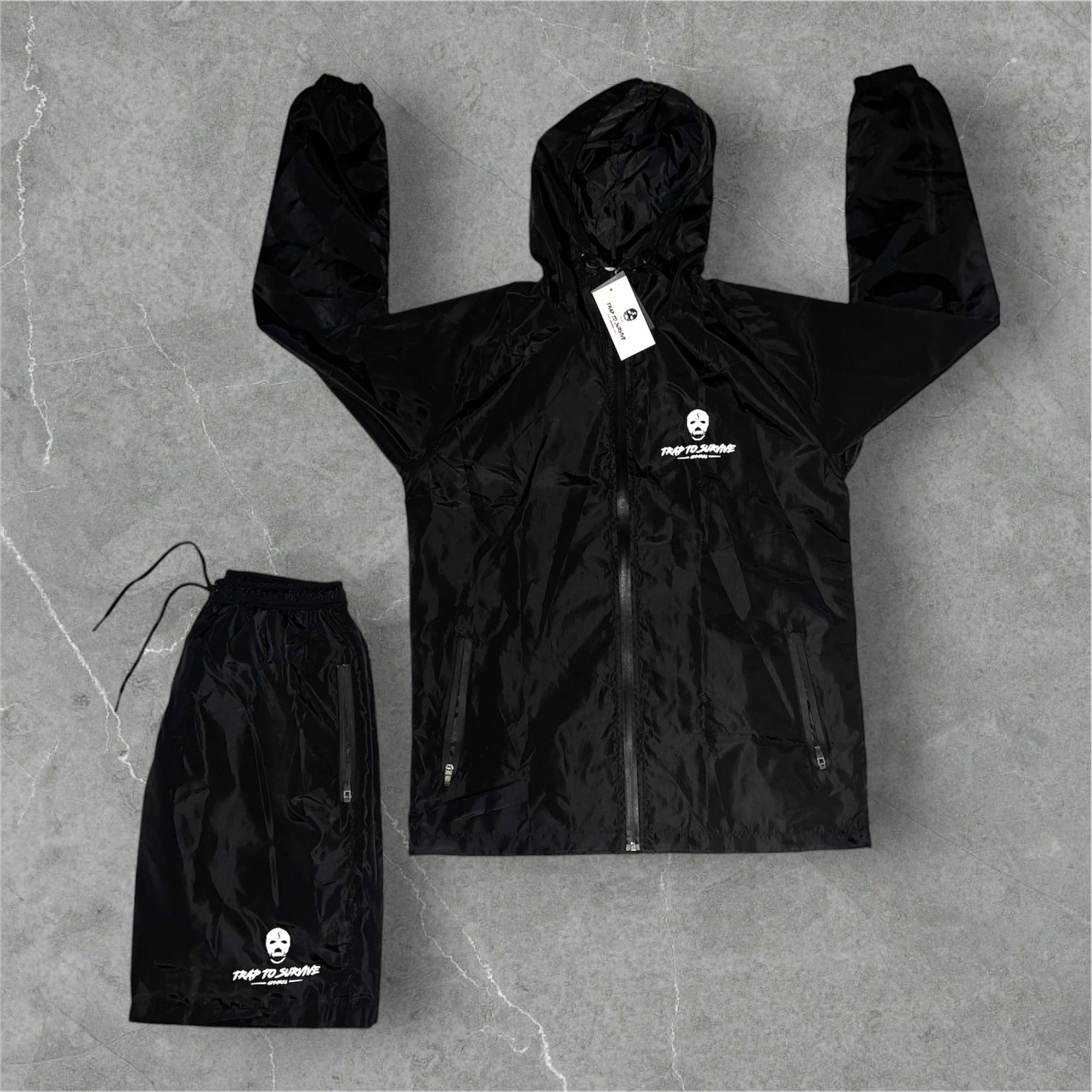 Black Windbreaker Set