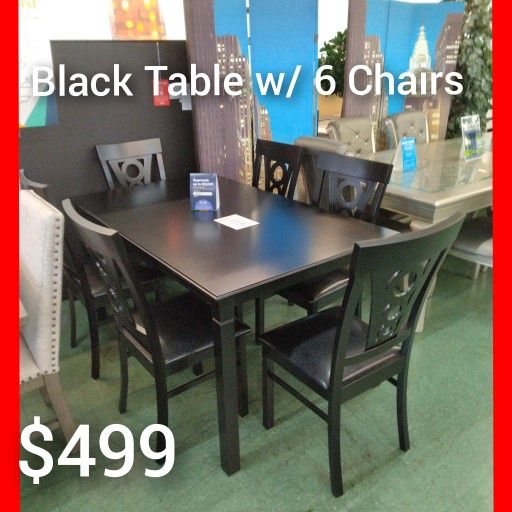 🤓 Black Table With 6 Chairs 