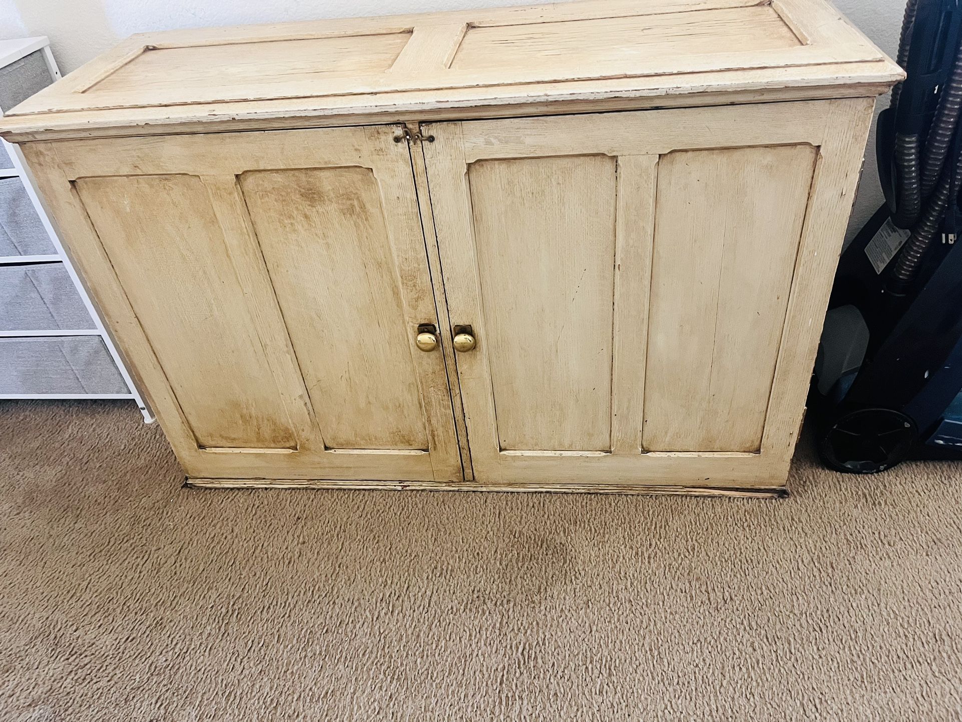 Antique 1940s Milwaukee School District Oak Cabinet W/Drawers