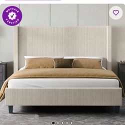 King Size Velvet Bed + Hybrid Mattress – Almost New