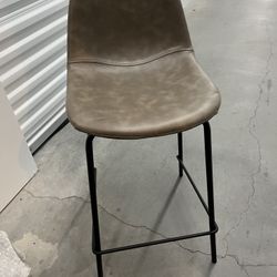 Faux Grey Leather Counter Stools X2