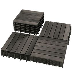 TrumanPick 27 PCS Deck Tiles Outdoor Interlocking Patio Tiles Waterproof for Backyard Porch, 12"W x