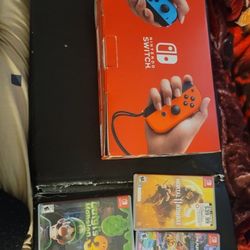 Nintendo Switch And 3 Games Opened Box